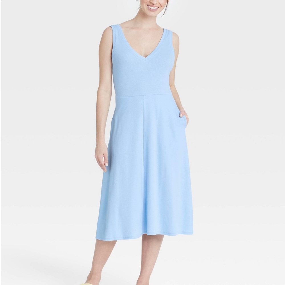 NWT Sleeveless A New Day Rib Knit Ballet Dress Light Blue